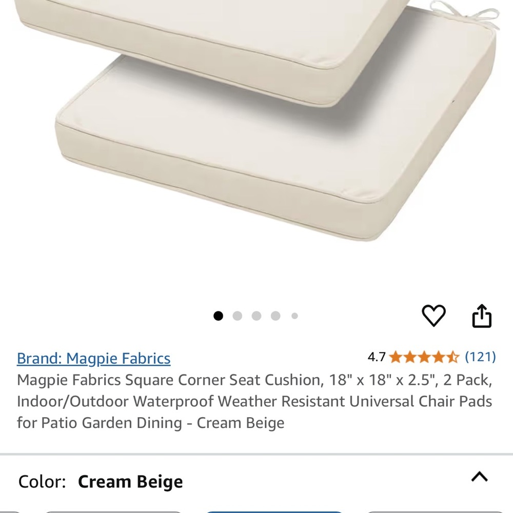 Magpie Fabrics Tufted Seat Cushion 2 Pack, Square Shaped Patio Cushions New